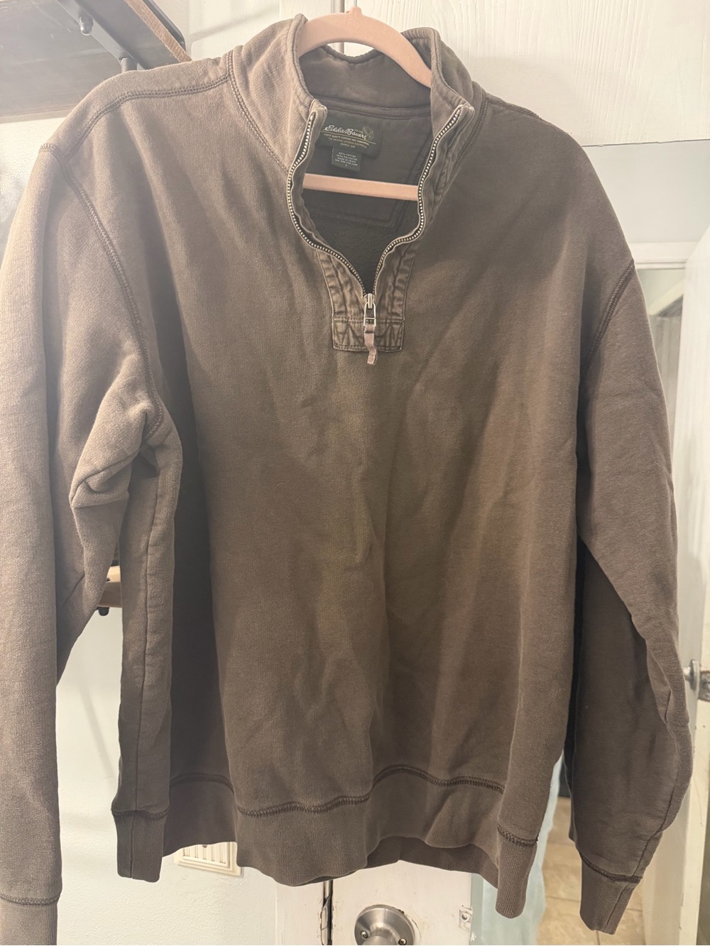 Eddie Bauer Men's Brown Quarter-Zip Sweatshirt